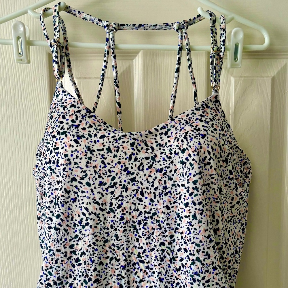 Athleta Aqualuxe Confetti Tankini swim top Large  NWT